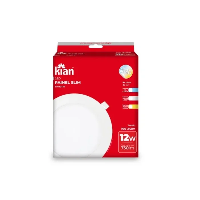 Imagem 2 de 4 do produto Painel De LED Embutir 12w Redondo Branco Frio Bivolt