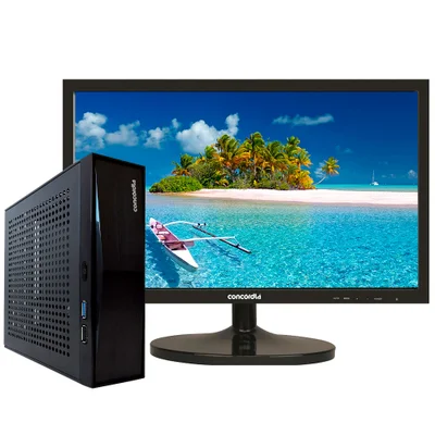 Mini PC Concórdia Completo, Com Monitor 19,5 Polegadas, Intel Dual Core, 4GB DDR4 SSD 120GB WIFI Linux