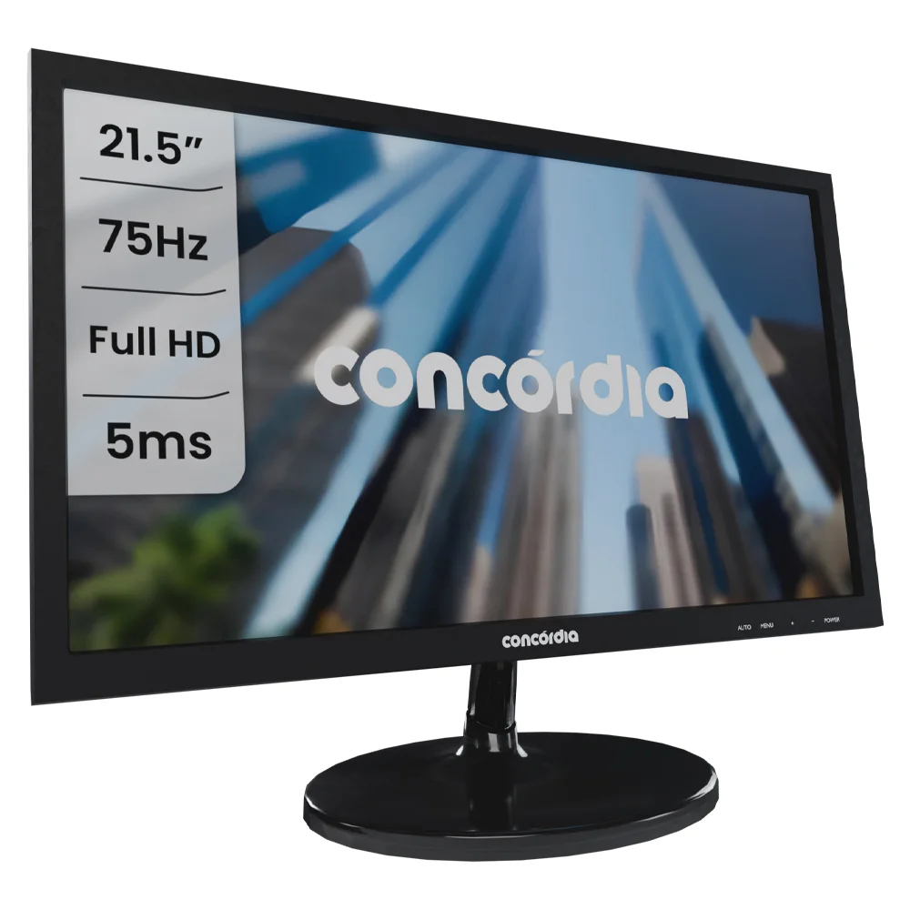 Monitor Concórdia 21.5" E215 LED - VGA, HDMI, Full HD Monitor Concórdia 21.5" E215 LED - VGA, HDMI, Full HD