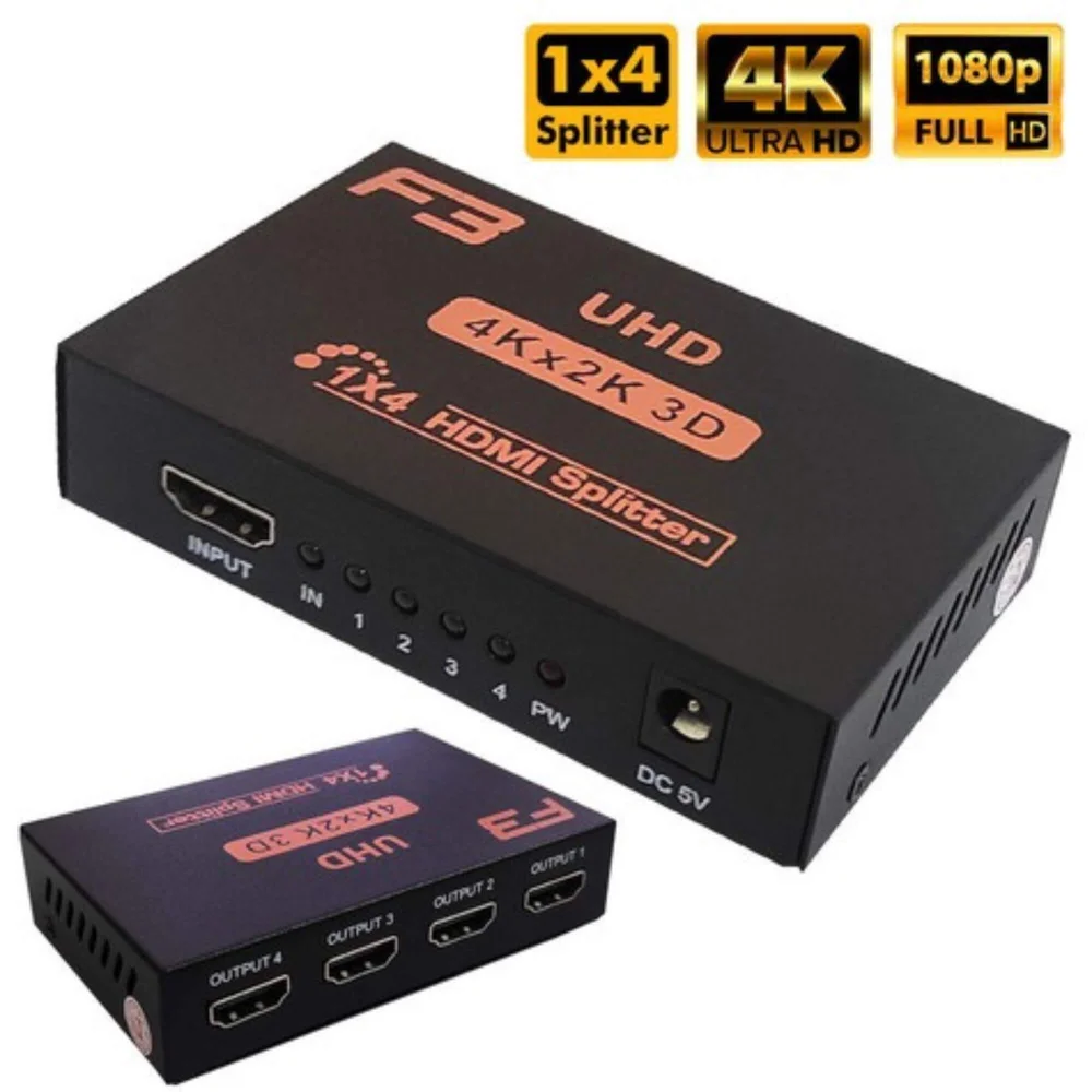 Imagem 2 de 4 do produto Multiplicador F3  HDMI 1 Entrada E 4 Saídas 4k Full HD Splitter - JC-SPHMI