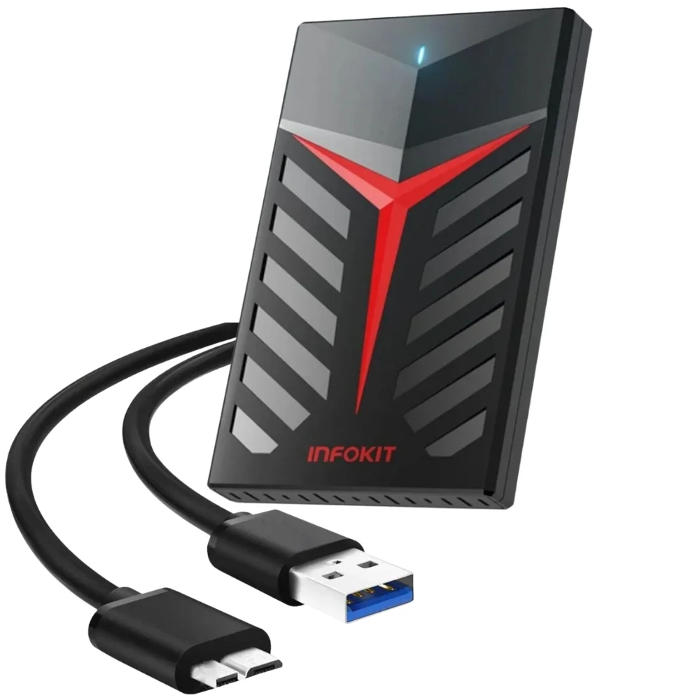 Case Gaveta HD SSD Externo Pol Sata USB Velocidade Gbps  Suporta Até 3TB