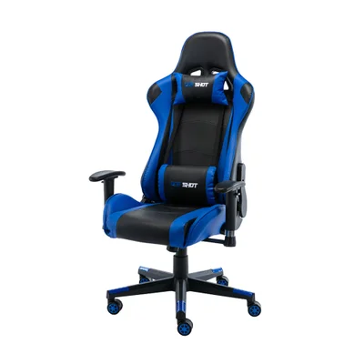 Cadeira Gamer One Shot Retrátil E Reclinável Com Apoio De Braço Até 120kg - Preto/azul