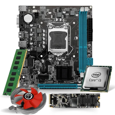 Kit Pl Mãe H110 + Processador I3 7100 + Memória 16GB DDR4 + Cooler + M.2 256GB