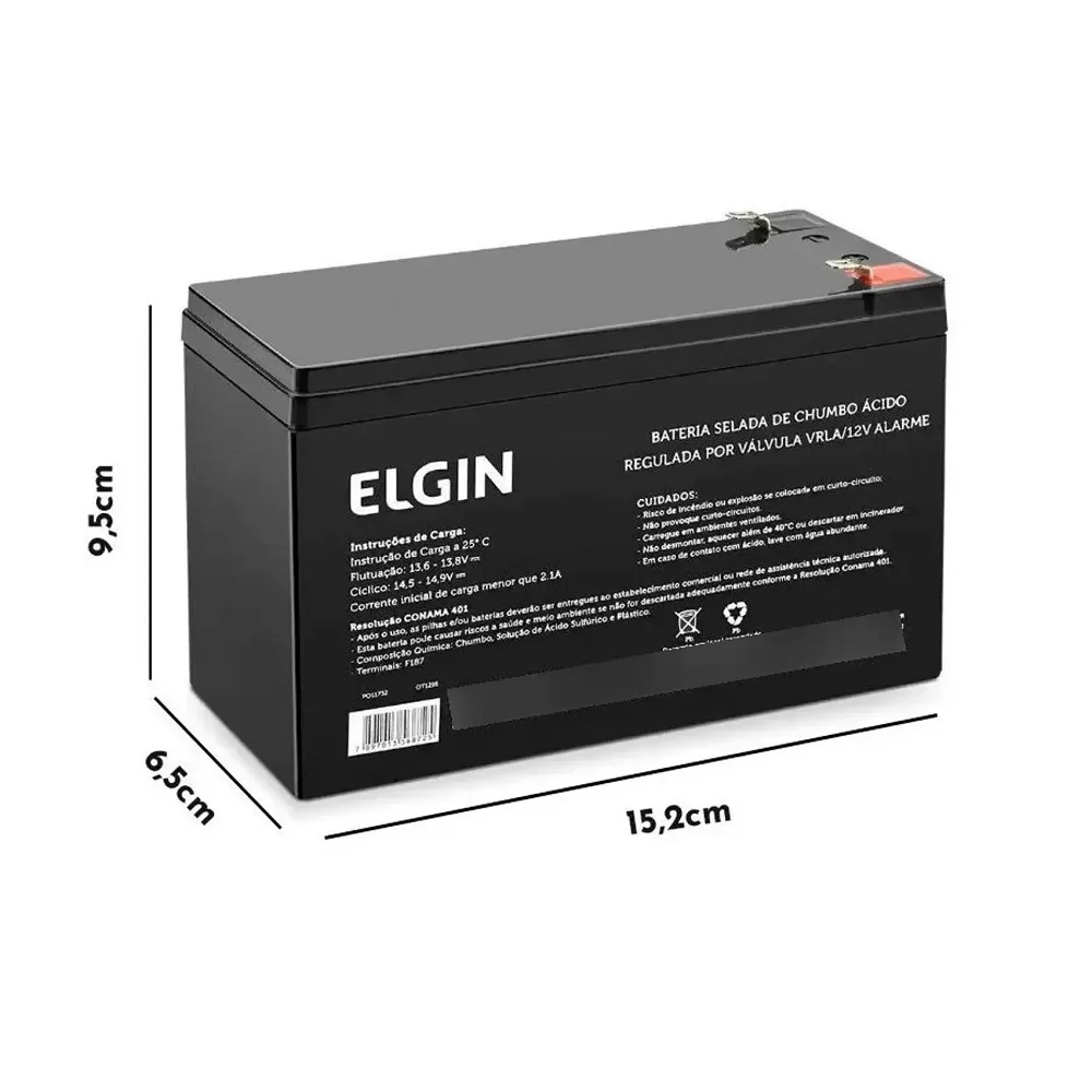 Bateria/Pilhas Elgin, Alarme/cftv/cerca Elétrica 12v, Selada - Chumbo Alarf1
