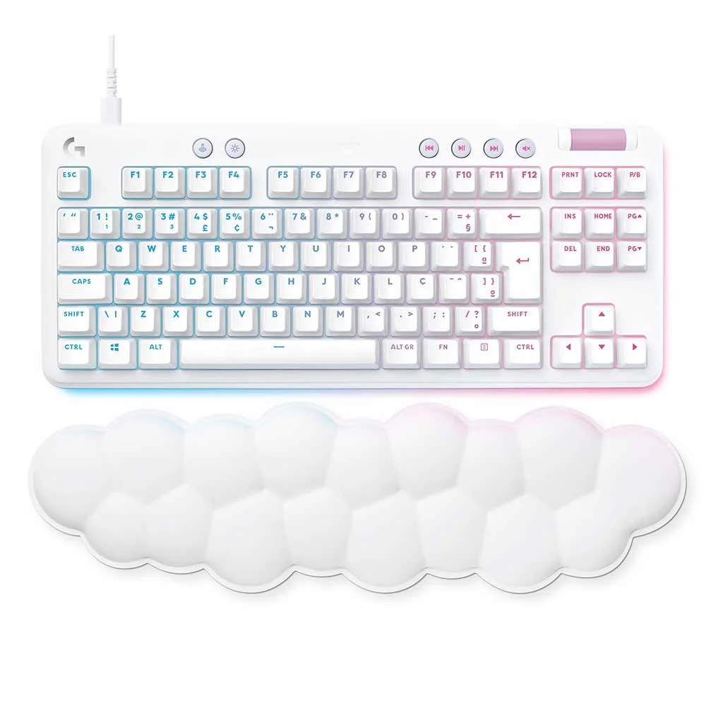 Imagem 3 de 5 do produto Teclado Mecânico Gamer Logitech G713, LED Linear RGB, Com Apoio Ergonômico, Branco