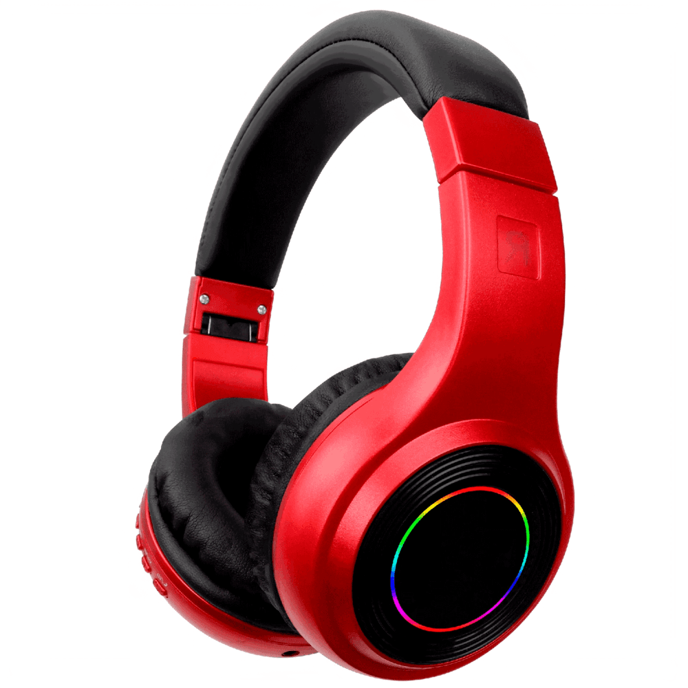 Fone Ouvido Bluetooth Headset Macio Led Ajustável S/ Fio FM - Vermelho