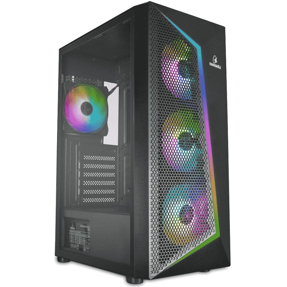 Gabinete Gamer Concórdia Storm X360, Mid Tower, RGB, ATX, Lateral De Vidro, Com 4 Fans RGB, Preto