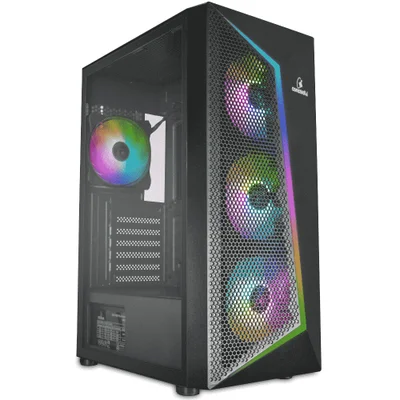 Gabinete Gamer Concórdia Storm X360, Mid Tower, RGB, ATX, Lateral De Vidro, 4 Fans RGB, Fonte 500W 80 Plus, Preto
