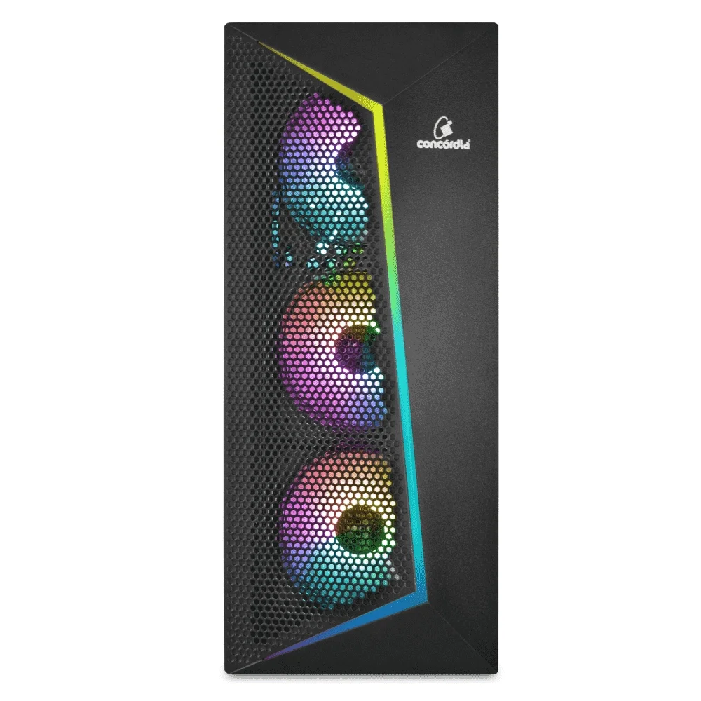 Imagem 3 de 5 do produto Gabinete Gamer Concórdia Storm X360, Mid Tower, RGB, ATX, Lateral De Vidro, 4 Fans RGB, Fonte 500W 80 Plus,  Preto