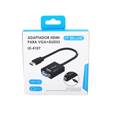 Cabo Adaptador HDMI Macho / VGA Femea Com Aúdio Le4107 4994