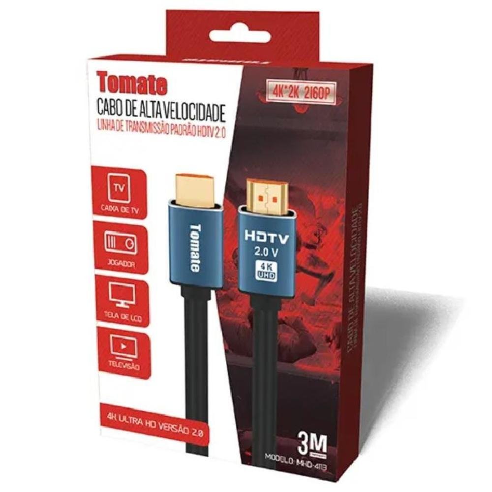 Imagem 3 de 4 do produto Cabo Tomate HDMI, 3 Metros, Alta Velocidade, 4K - MHD-4113