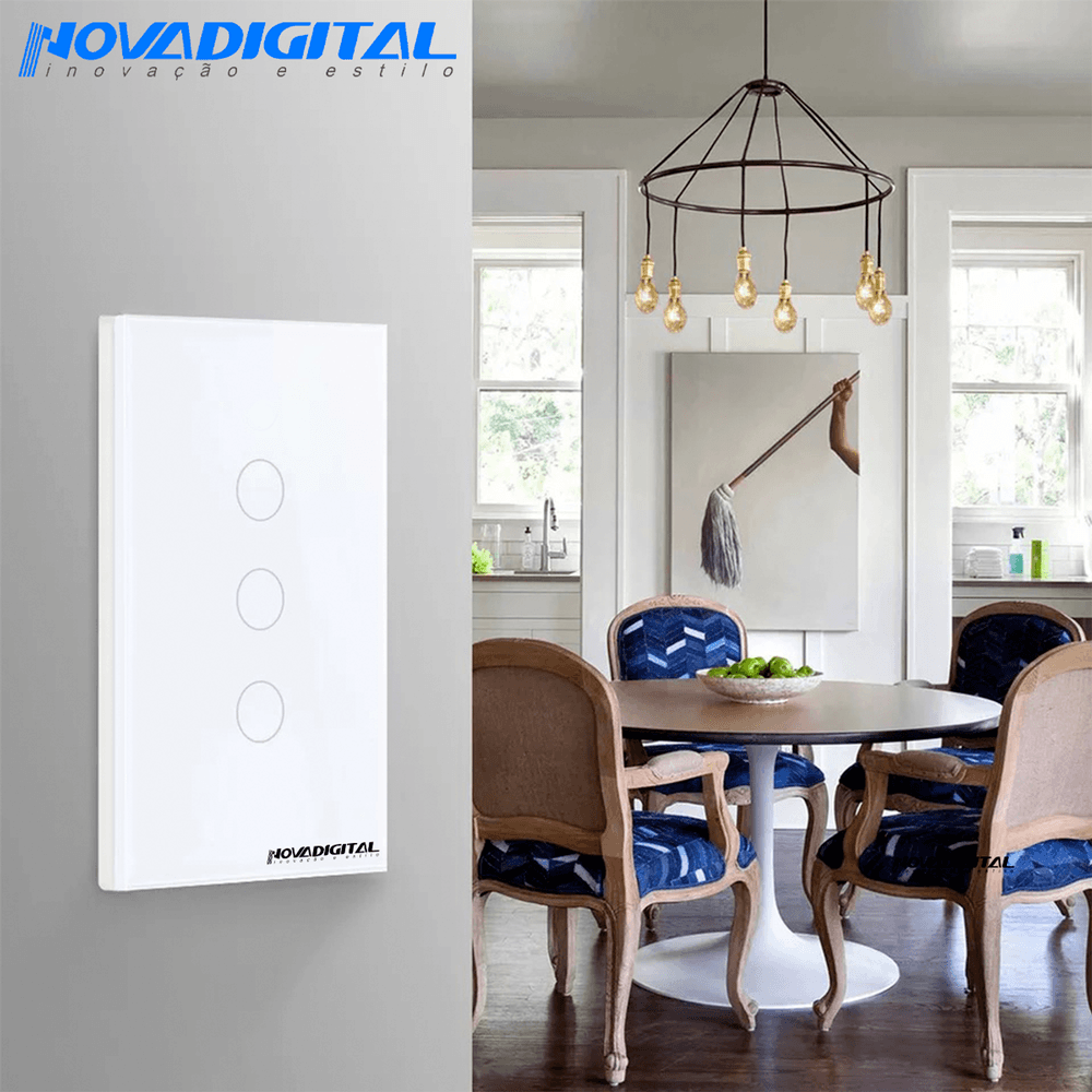 Imagem 5 de 5 do produto Interruptor Inteligente Novadigital Touch Alexa Googlehome 3 Botões ZiGBee App
