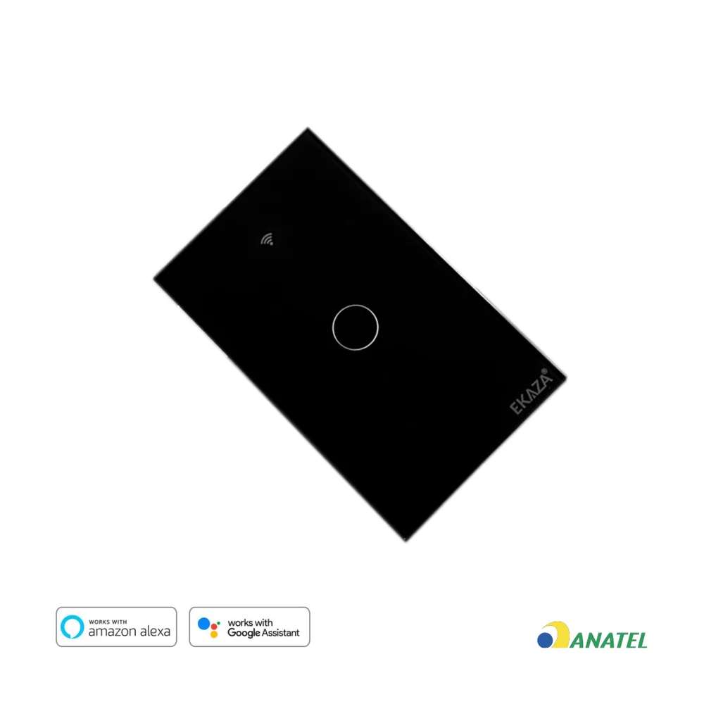 Imagem 5 de 5 do produto Interruptor Ekaza, 1 Botão, Vidro Wi-fi+bte+rf - Eknh-t107-1 - Preto