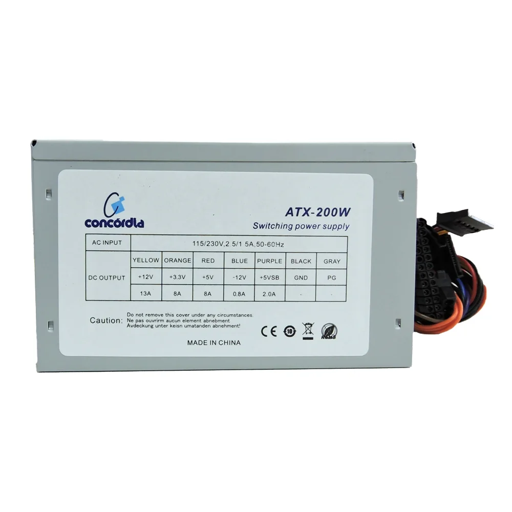 Imagem 3 de 5 do produto Fonte Concórdia ATX, 200W, Automática 116/230v, 50-60hz