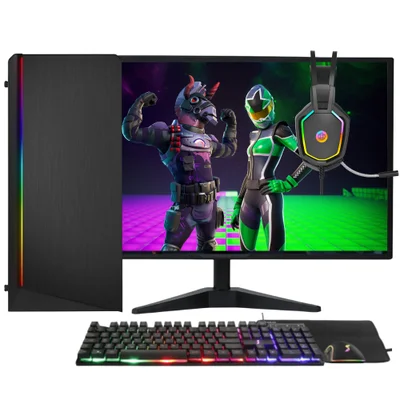 PC Gamer Completo RGB Intel Core i7, 16GB RAM, Placa de vídeo Geforce 4GB, SSD 512GB, Fonte 500W, Monitor LED 19.5" 75Hz, Windows 10 - 3green Play 3GP-056