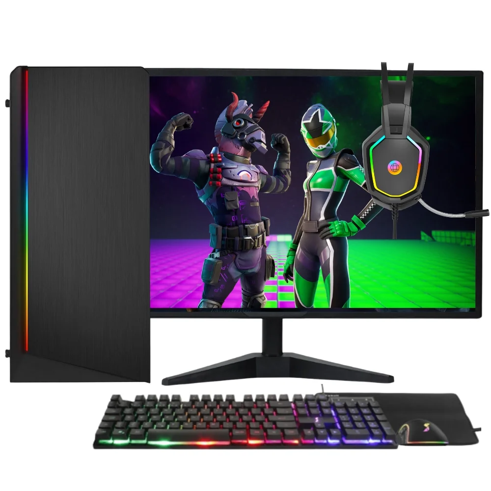 PC Gamer Completo RGB Intel Core i7, 16GB RAM, Placa de vídeo Geforce 4GB, SSD 512GB, Fonte 500W, Monitor LED 19.5" 75Hz, Windows 10 - Play 3GP-056
