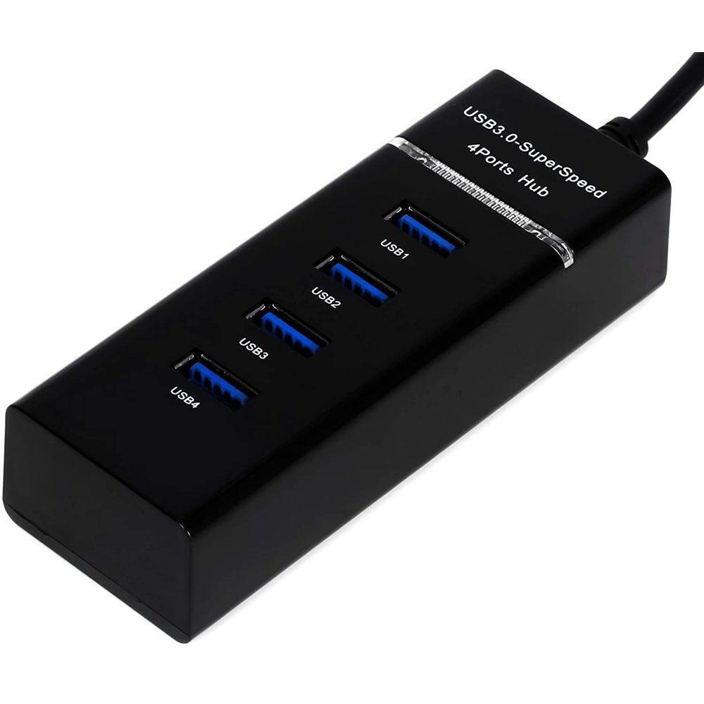 Imagem 3 de 5 do produto Cabo Extensor HUB USB-C 3.0, Fy, Slim, 4 Portas, Com LED, Premium Ultra Rápido, 5GBps, Preto