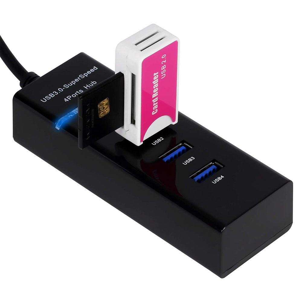 Imagem 4 de 5 do produto Cabo Extensor HUB USB-C 3.0, Fy, Slim, 4 Portas, Com LED, Premium Ultra Rápido, 5GBps, Preto