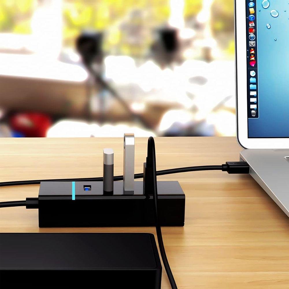 Imagem 5 de 5 do produto Cabo Extensor HUB USB 3.0, 4 Portas, Com Led, High Speed 5.0 Gbps, Preto