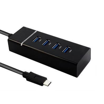 Cabo Extensor HUB USB-C 3.0, Multi Portas, Com Led, 5.0 Gbps, Preto