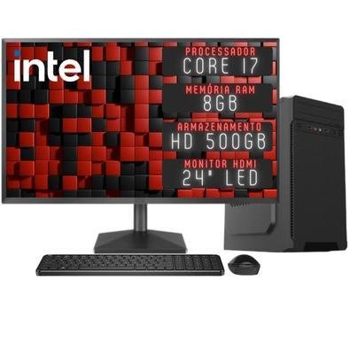 Computador Completo 3green Desktop, Intel Core I7, 8GB Monitor 24 Polegadas, Full HD HDMI HD 500GB, Windows 10 3d-156