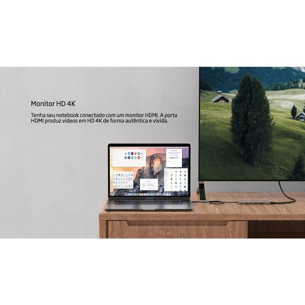 Imagem 5 de 5 do produto Hub Usb-c Wavlink, 7 Em 1 De Alumínio Com Alimentação 100w, HDMI, Sd E Micro Sd - Wl-uhp3407