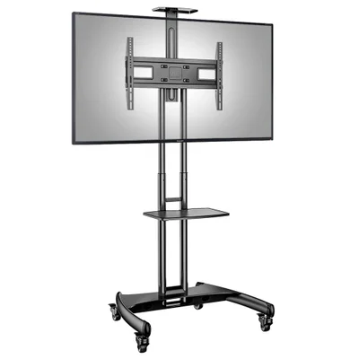 Suporte Pedestal Tv 32" A 75" Com Rodízios - Ava1600-60-1p Nb