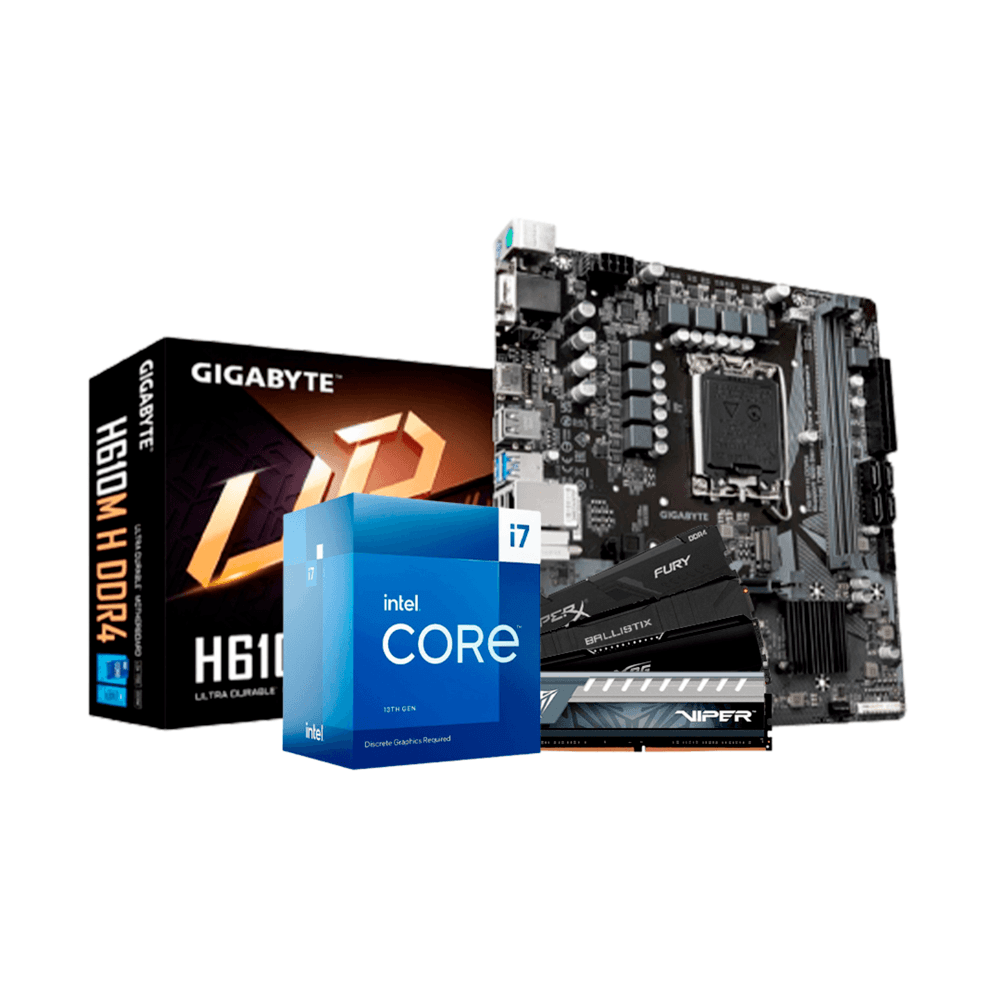 Kit Upgrade, Intel Core I7 13700f, Placa Mãe Gigabyte H610m H, Memória Ram 8GB, Ddr4