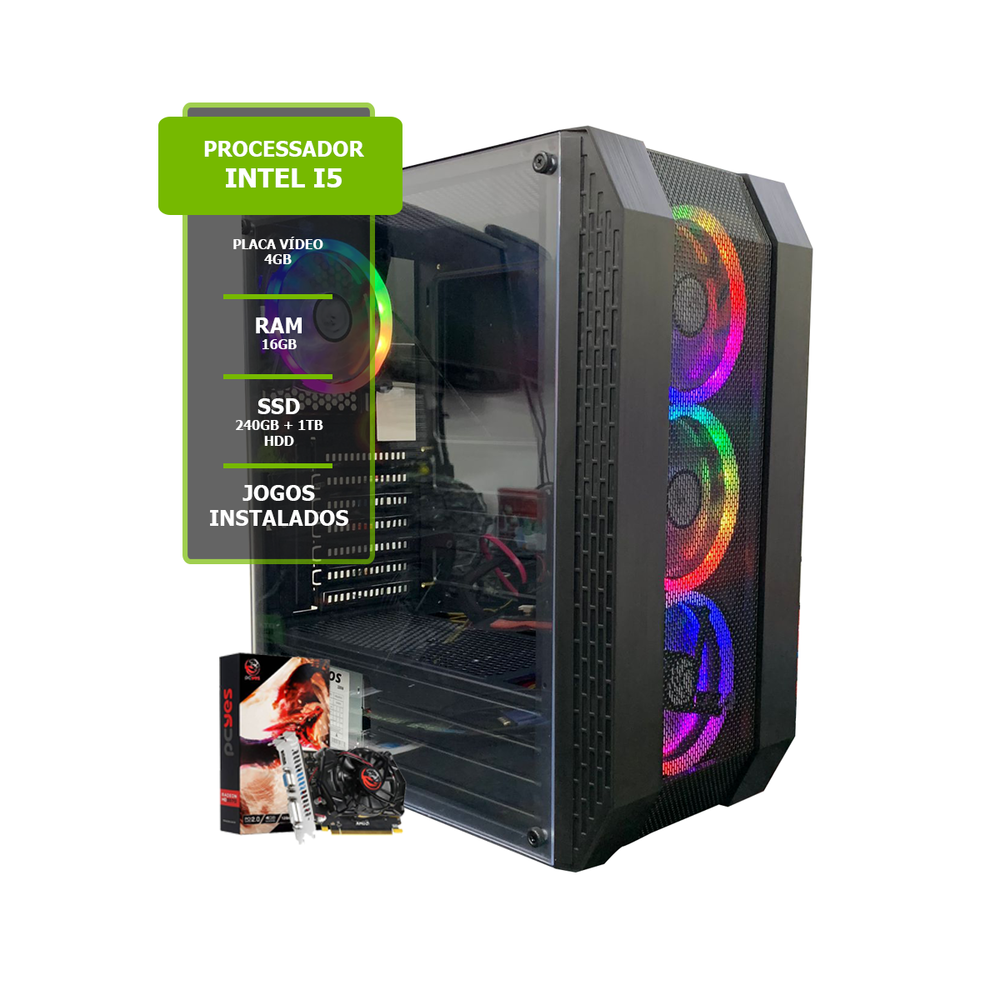 PC Gamer Completo Intel Core i5 Memoria Ram 16GB SSD 240GB Monitor, pc  gamer mercado livre 