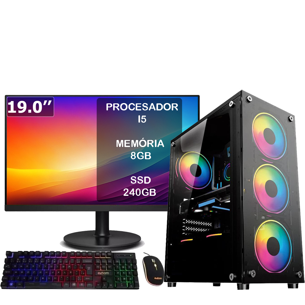 PC Gamer Alletech SSD 240GB Monitor Mouse KaBuM