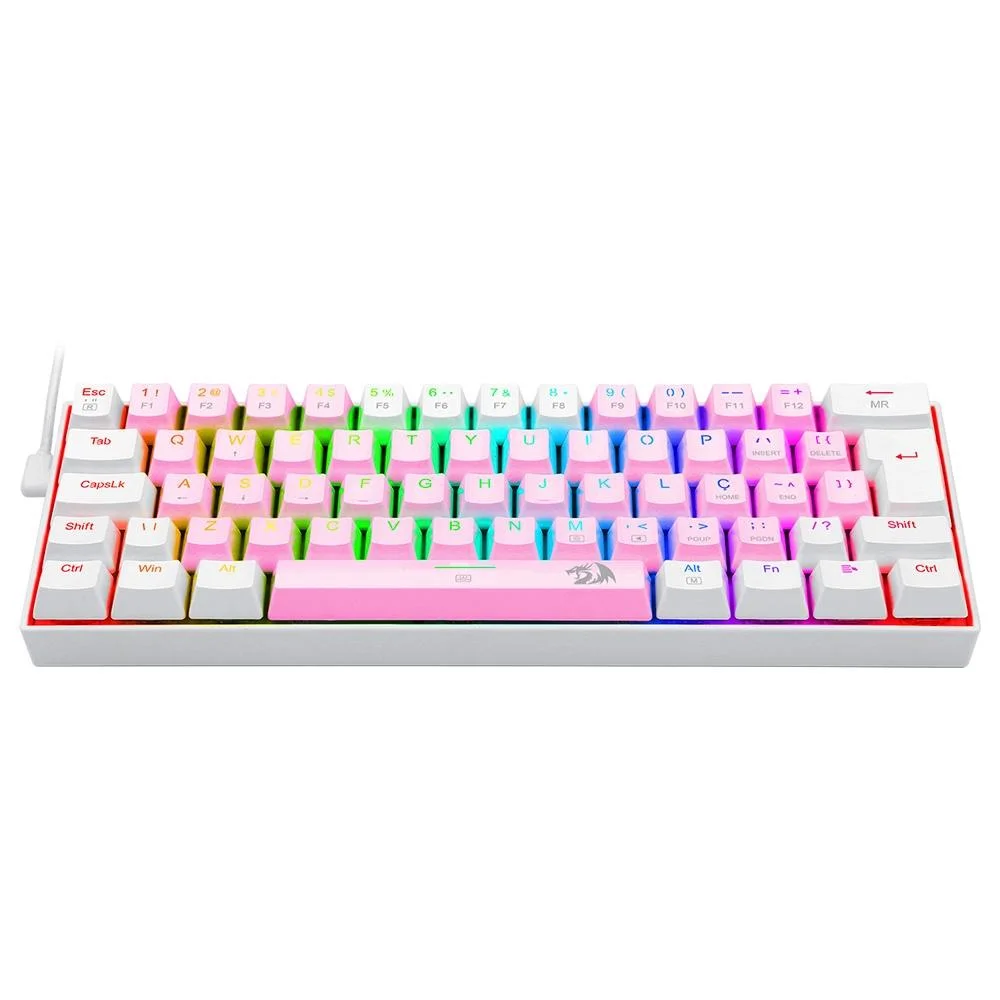 Teclado Redragon, Dragonborn Rosa Branco, RGB Switch Azul Pt Teclado Redragon, Dragonborn Rosa Branco, RGB Switch Azul Pt