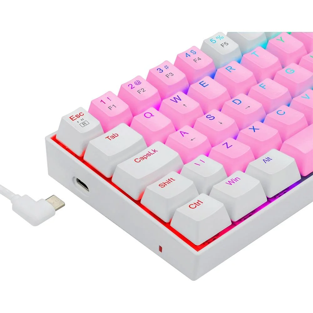 Teclado Redragon, Dragonborn Rosa Branco, RGB Switch Azul Pt Teclado Redragon, Dragonborn Rosa Branco, RGB Switch Azul Pt