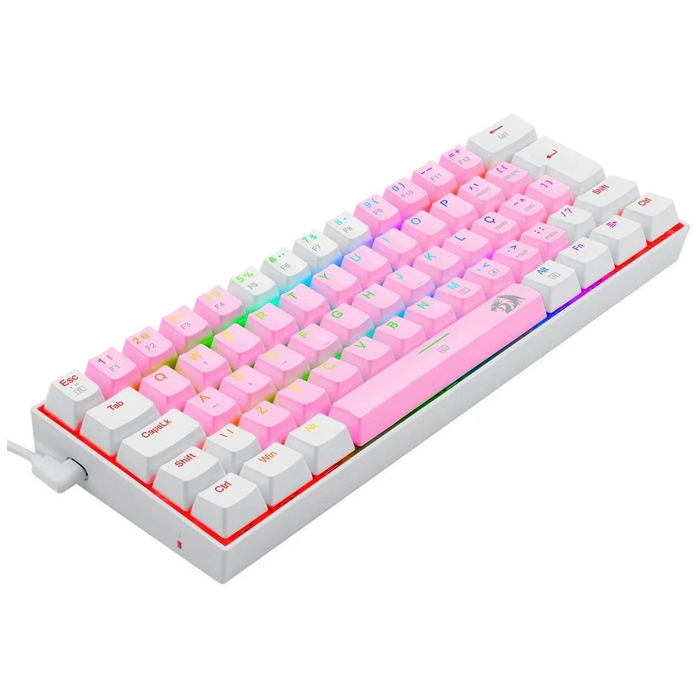 Teclado Redragon, Dragonborn Rosa Branco, RGB Switch Azul Pt Teclado Redragon, Dragonborn Rosa Branco, RGB Switch Azul Pt