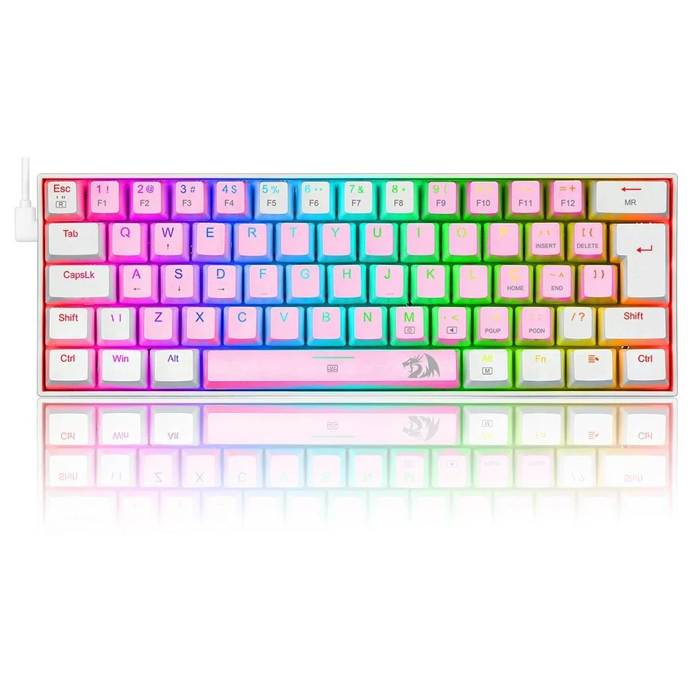 Teclado Redragon, Dragonborn Rosa Branco, RGB Switch Azul Pt Teclado Redragon, Dragonborn Rosa Branco, RGB Switch Azul Pt