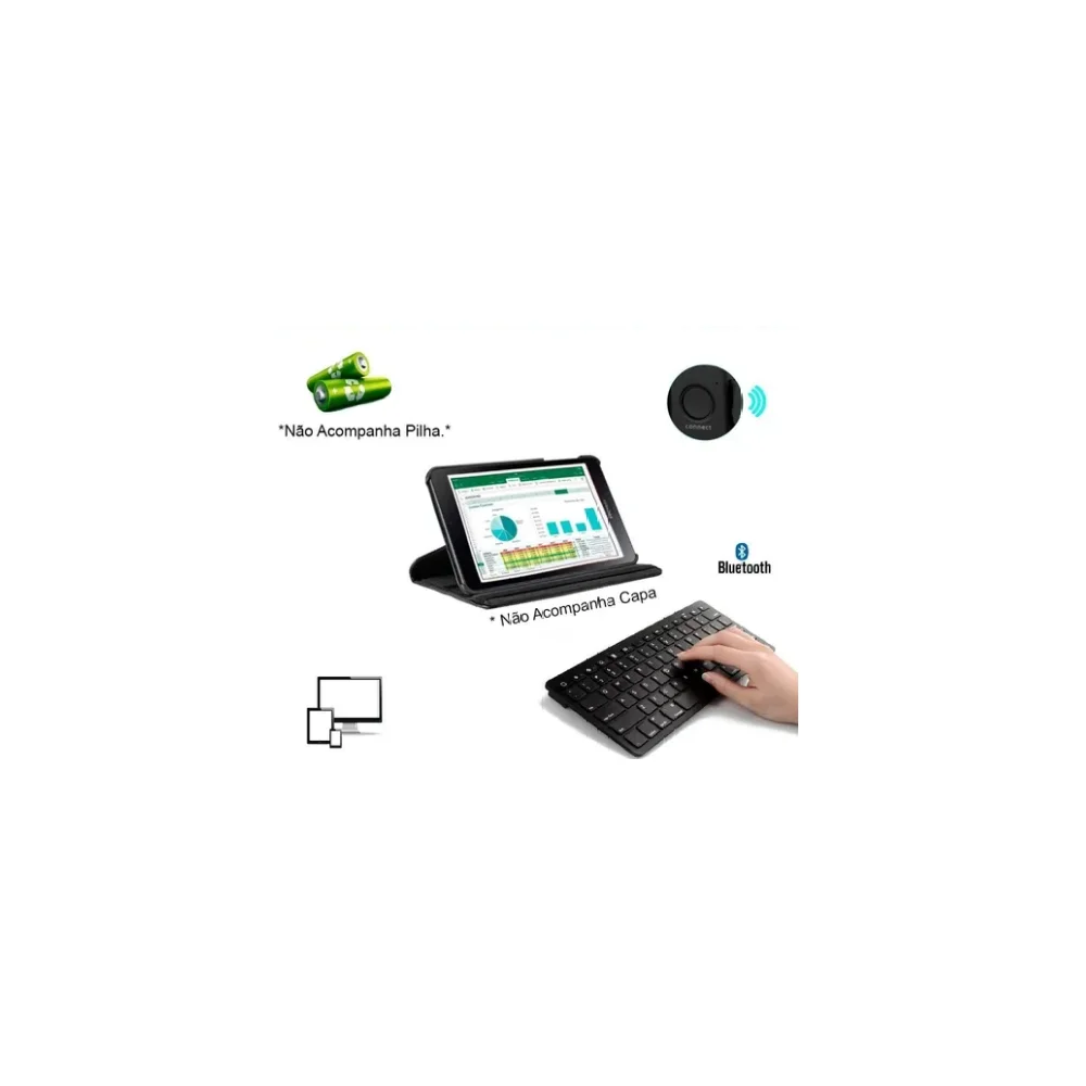 Imagem 3 de 5 do produto Teclado Mini Bluetooth Celular Desktop PC Notebook Tablet Smart Tv Kp-te109 Preto
