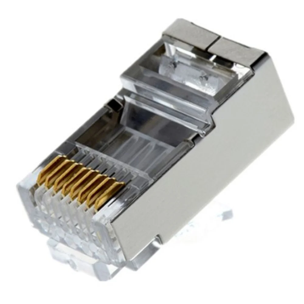 Imagem 3 de 4 do produto 100 Conector Rj45 Cat6, Exbom, Blindado, 8p8c Rj-45 para Cabo De Rede Patch Cord, Lan Gigabit