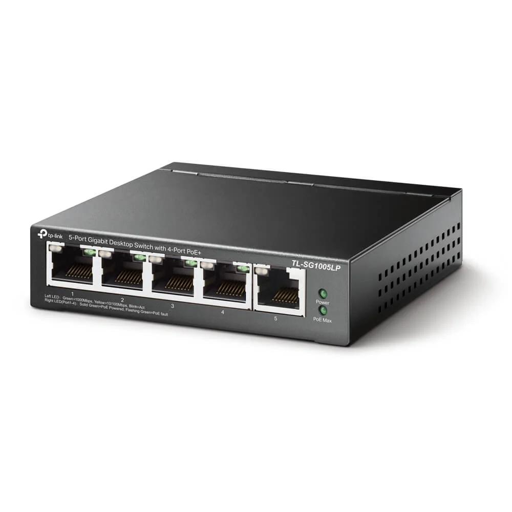 Imagem 3 de 5 do produto Switch Gigabit, Profissional 10/100/1000 C/ 5 Portas (sendo 4 Poe) - Tl-sg1005lp SMB