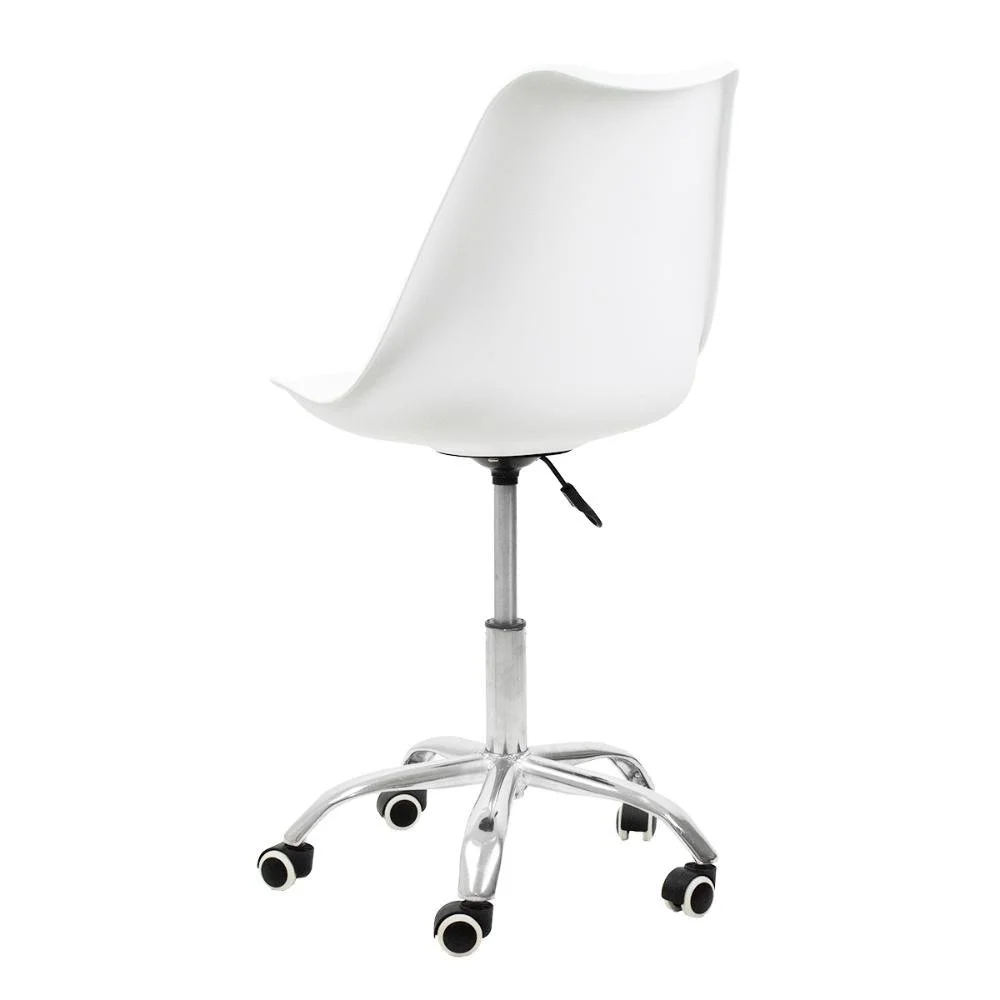 Imagem 4 de 5 do produto Kit 06 Cadeiras Oficial Webshop Office Base Cromada Giratória Saarinen, Branco