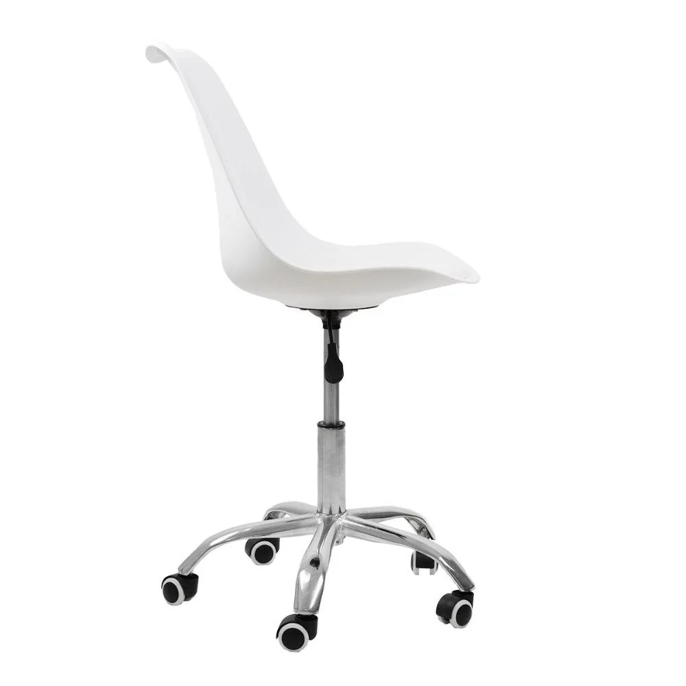 Imagem 5 de 5 do produto Kit 06 Cadeiras Oficial Webshop Office Base Cromada Giratória Saarinen, Branco