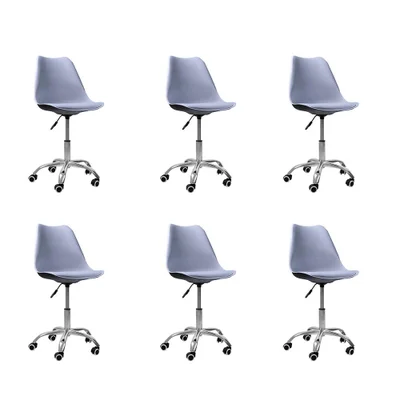 Kit 06 Oficial Webshop Cadeiras Office Base Cromada Giratória Saarinen, Cinza
