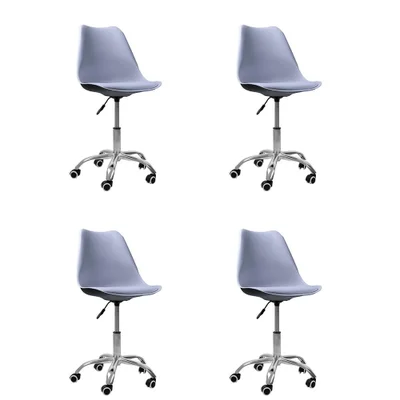 Kit Oficial Webshop 04 Cadeiras Office Base Cromada Giratória Saarinen, Cinza