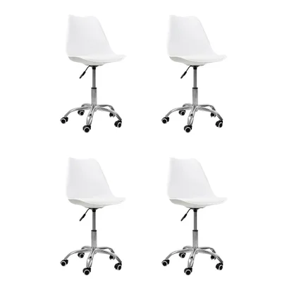 Kit Oficial Webshop 04 Cadeiras Office Base Cromada Giratória Saarinen, Branco