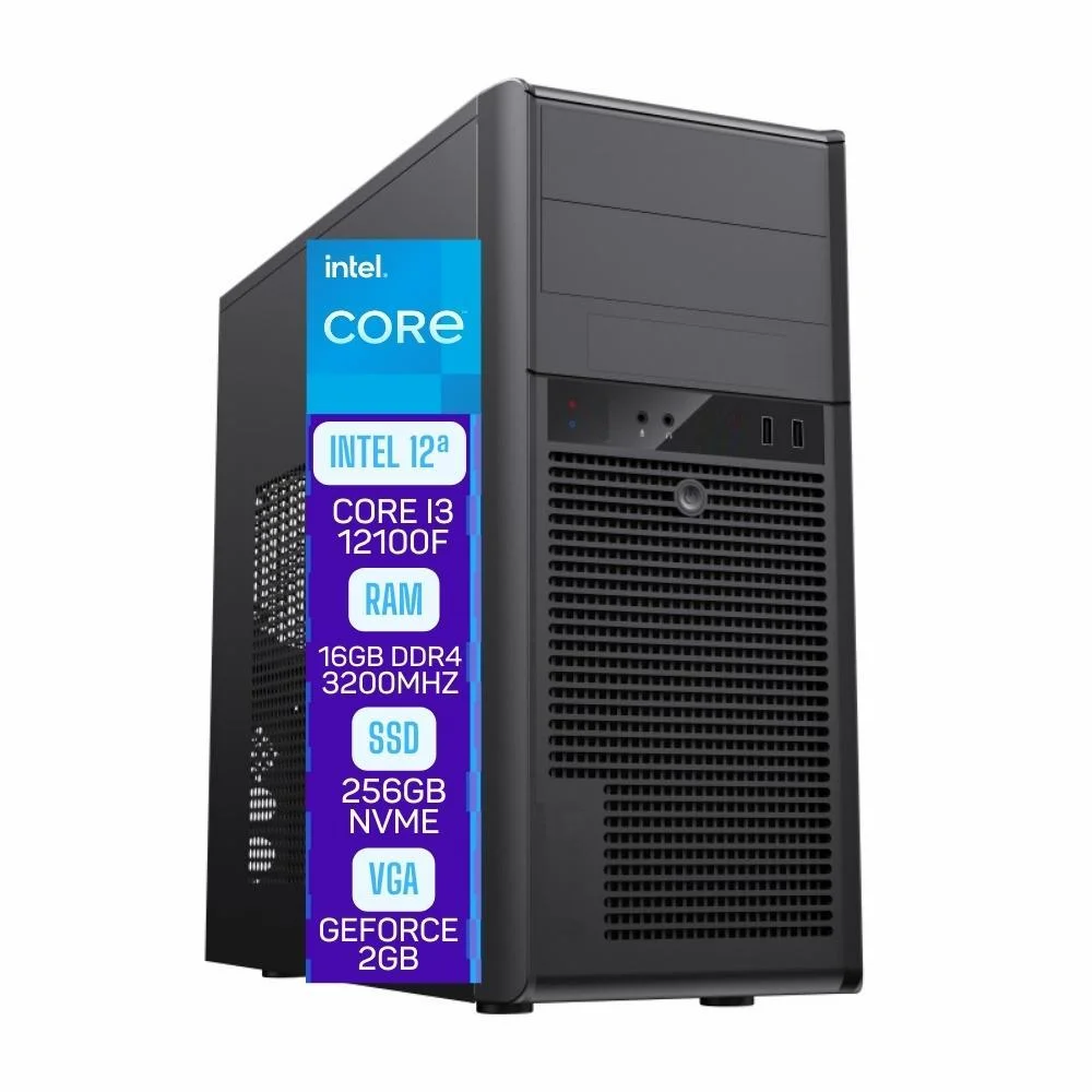 Computador Skill Pro Intel 12ª Geração Core i3 12100f 16gb Ddr4 Placa De Vídeo Geforce 2gb SSD 256gb Sp-015