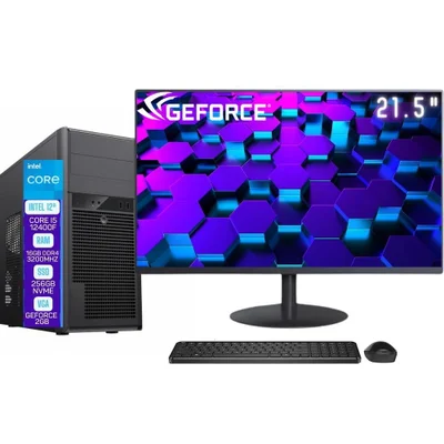 Computador Completo Skill Pro Intel 12ª Geração Core i5 12400f 16gb Ddr4 Placa De Vídeo Geforce 2gb SSD 256gb Monitor 21.5" LED Sp-091