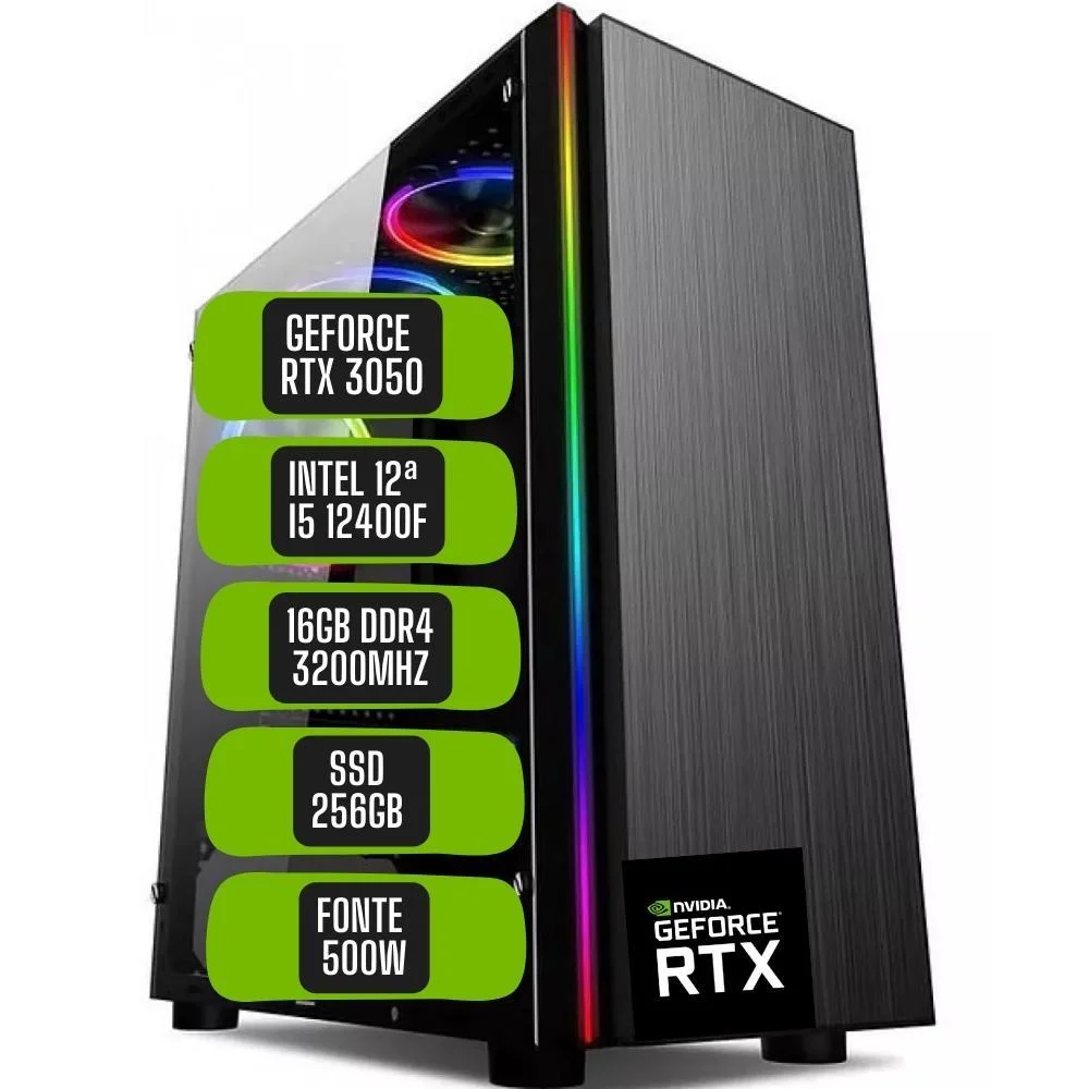 Pc Gamer Win Intel 12ª Geração Core I5 12400f 16GB Ddr4 Placa De Vídeo Geforce Rtx 3050 8GB SSD 256GB Stl-059