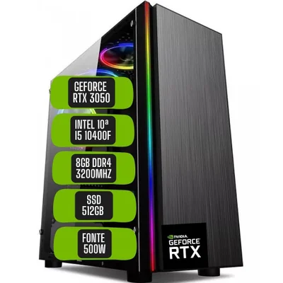 PC Gamer Skill Win Intel 10ª Geração Core i5 10400f 8GB Ddr4 Placa De Vídeo Geforce RTX 3050 8GB SSD 512gb Stl-034