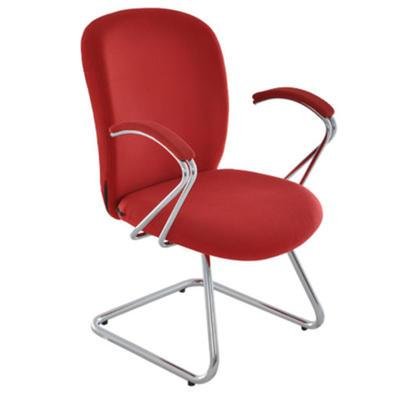Poltrona Diretor Design Office Móveis, Linha Lombar, Com Braços E Base Fixa Cromados, Vermelho