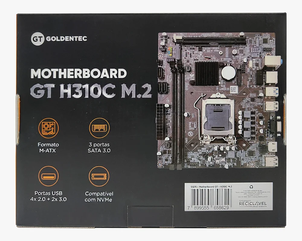 Placa-Mãe Goldentech, Intel, LGA 1151, H310C, DDR4, GT 7