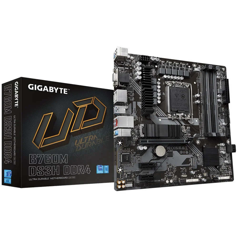 Placa Mãe Gigabyte B760m Ds3h, Intel LGA1700, Microatx, DDR4 Placa Mãe Gigabyte B760m Ds3h, Intel LGA1700, Microatx, DDR4