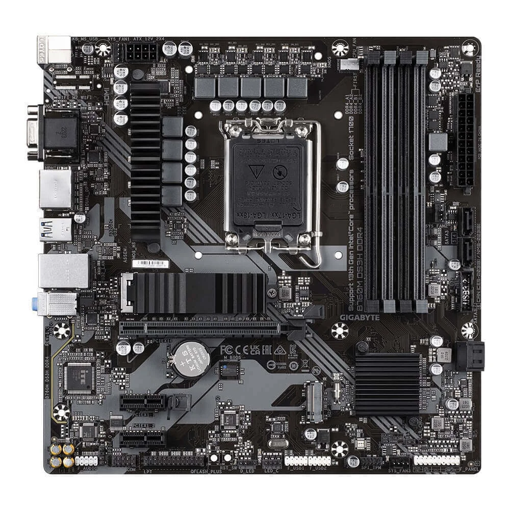 Placa Mãe Gigabyte B760m Ds3h, Intel LGA1700, Microatx, DDR4 Placa Mãe Gigabyte B760m Ds3h, Intel LGA1700, Microatx, DDR4